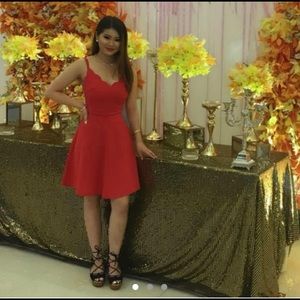 Beautiful V-neck Red Dress